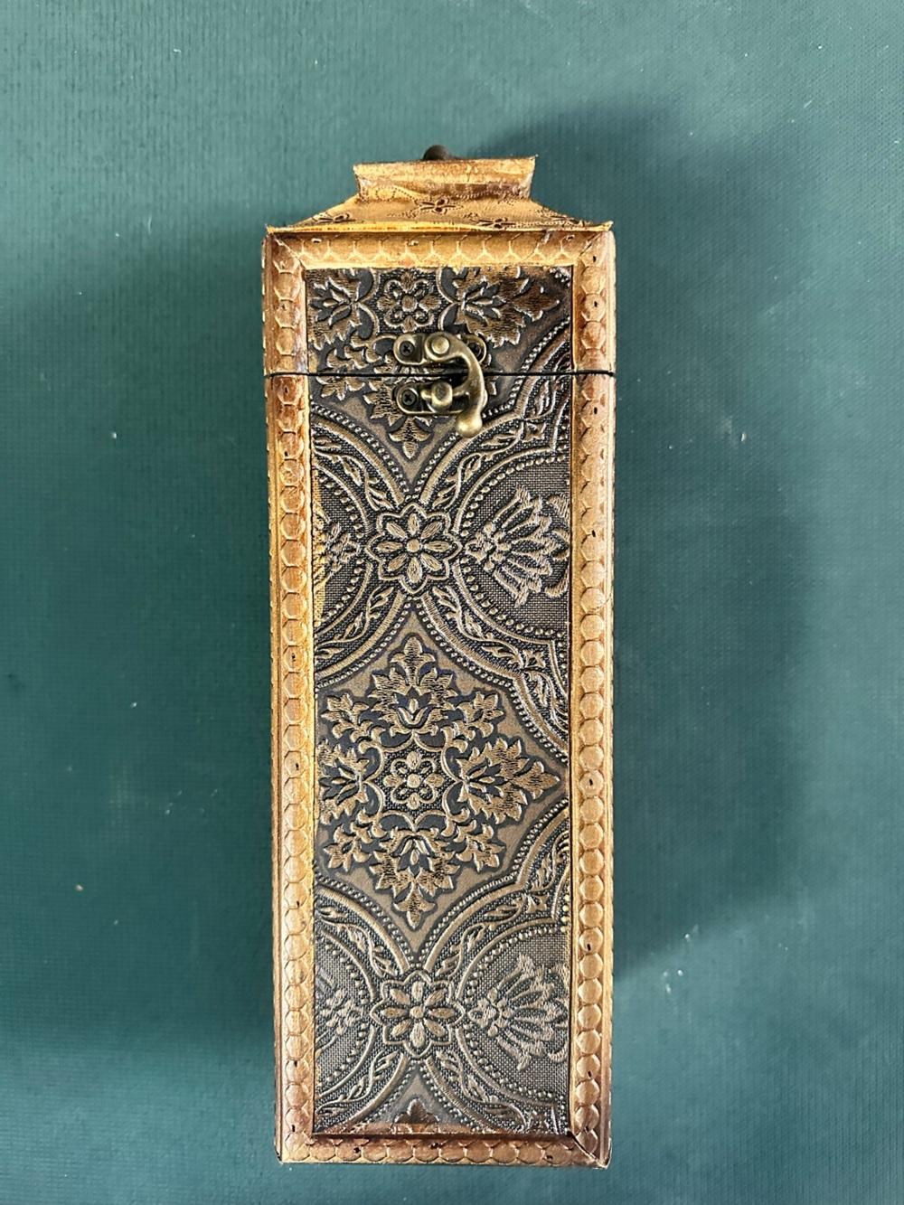 Embossed Floral Decorative Box in Bronze and Gold